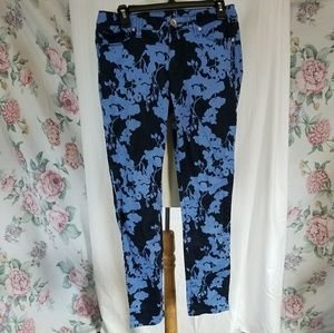 Blue Floral Skinny Pants Jeans